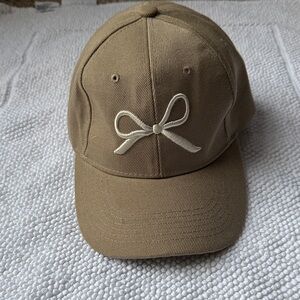 NWOT Tan Baseball Cap with Bow Accent